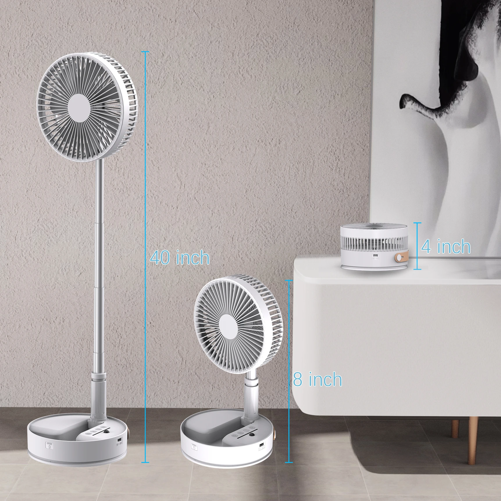 Portable Remote Control USB Charging Fan