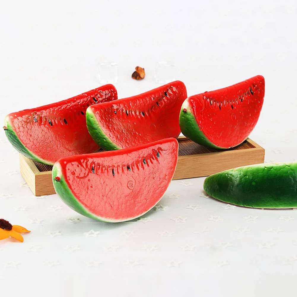 4pcs Artificial Watermelon Foam Fruit Slices Model Decoration Photography Props Home Window Display Decoration