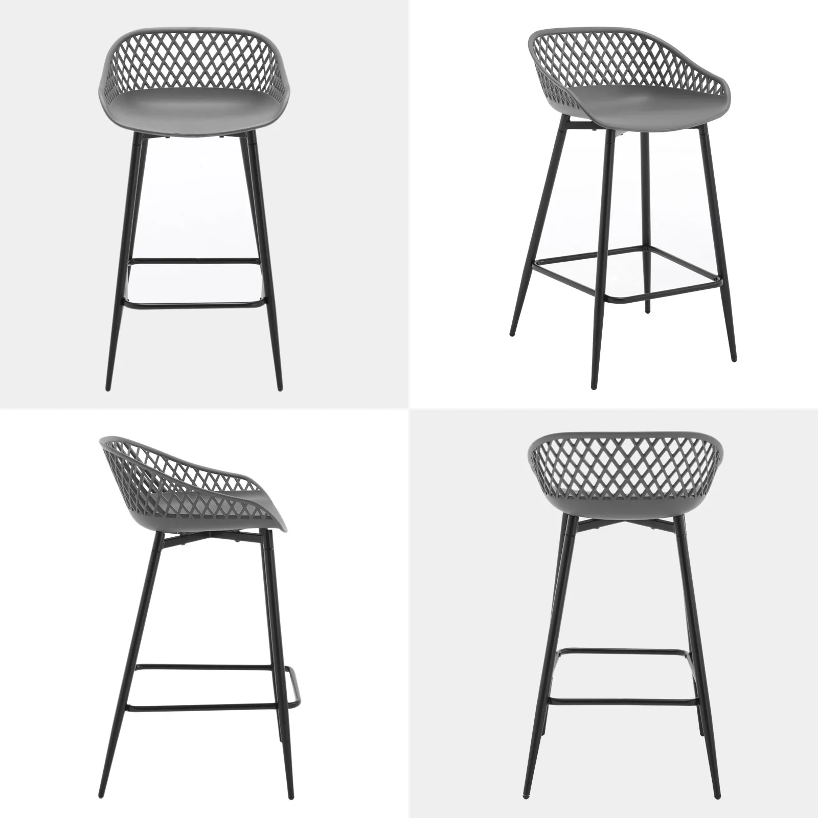 WOLTU 2 Stück/Set Kunststoff-Barhocker, Thekenhocker mit hohler Rückenlehne, Fußstütze, hoher Küchenhocker für Esszimmer, Bistro, Terrasse – Detail 6