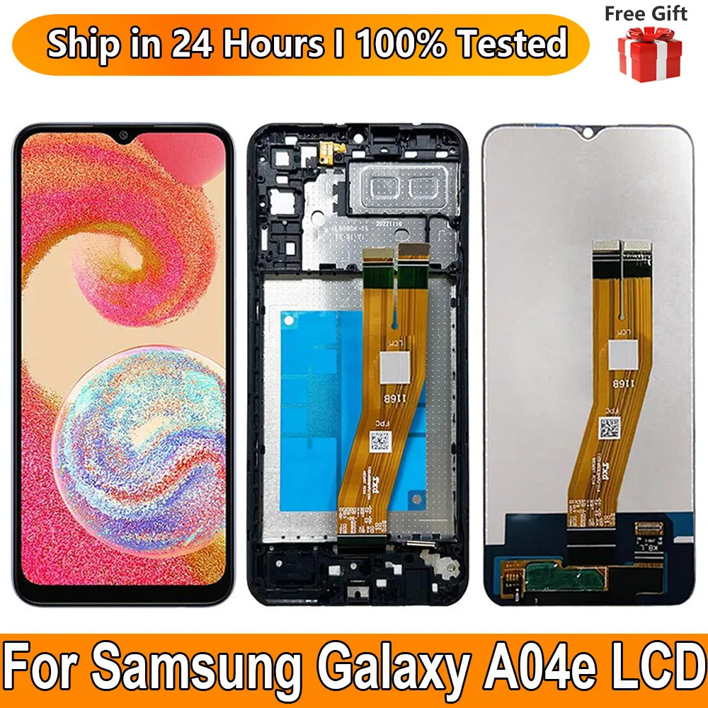 

6,5 "Новый ЖК-дисплей для Samsung Galaxy A04e, сенсорный экран, датчик, дигитайзер в сборе, сменный для Samsung A04e A042 с рамкой