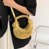 MOODS Luxury Evening Purses For Women Golden Noodle Knot Design Dinner Party Clutch Bag 2023 Luxury Designer Purses And Handbags - Image 4
