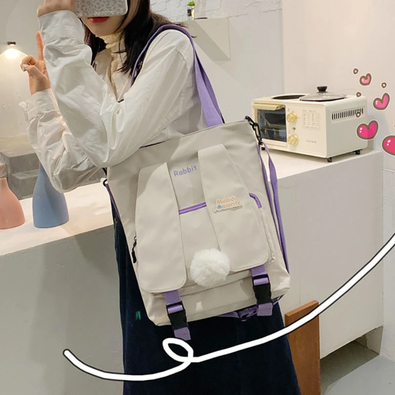 New Women Shoulder Bags Lovely Japanese Girl High Capacity Postman Bag Rabbit Ear Accessories Diagonal Canvas Bag Hot