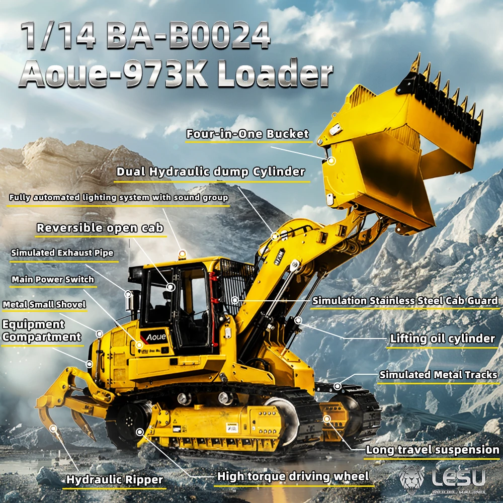 LESU 973K 1/14 RTR RC Hydraulic Metal Loader Trucks Painted Assembled Machine with Light Sound Remote Control Vehicle Cars Toys 2