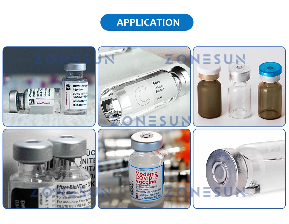 ZONESUN 0.14ml-25ml Automatic Small Vial Bottle Filling Sealing Machine Biological Reagents Oral Liquids Dropper ZS-XBFC20