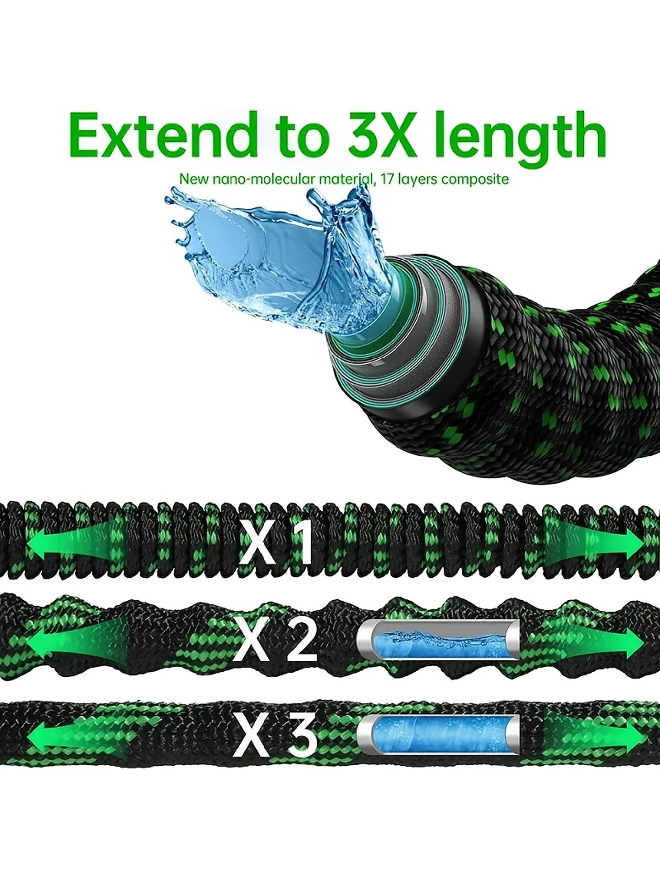 خرطوم ري الحديقة مرن 25 قدم 8 وظائف