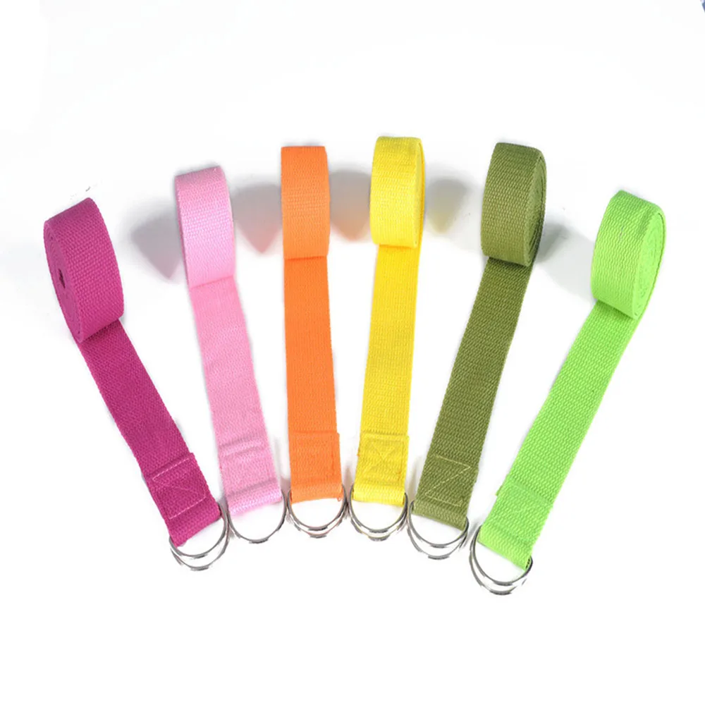 Multicolors Port Yoga Stretch Strap D-Ring Belts Gym Waist Leg Expansion Fitness Booty Cloth Rubber Band 183cm 16 Colors yoga resistance bands yoga strap