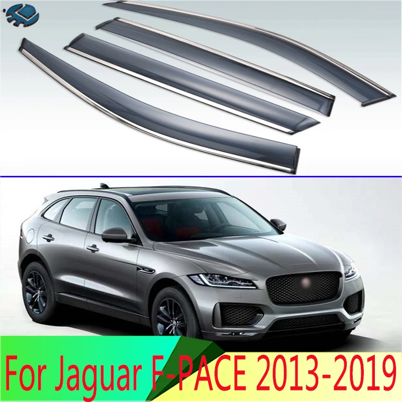 2014 2015 2016 2017 2018 4Pcs For Jaguar F-Pace 2013-2019 Plastic Exterior Visor Vent Shades Window Sun Rain Guard Deflector