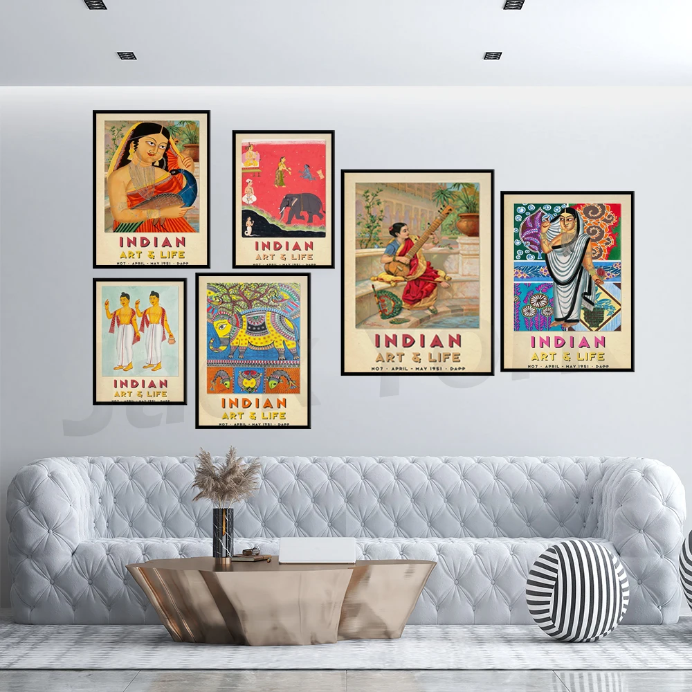 

Indian Exhibition Art Poster, Indian Poster, Floral Art, Vintage, Wall Decor, Wall Art, Spiritual Art, Travel Poster, Gift Idea