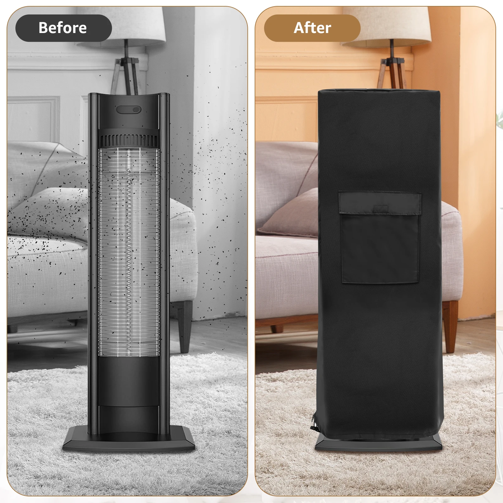 Waterproof Patio Heater Cover with Zipper and Drawstring