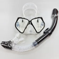 Anti-Fog Snorkel Set with Professional Diving Mask and Dry Snorkeling Tube (ClearBlack)