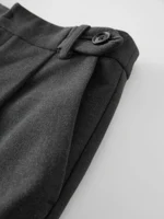 FSLE Women Winter Trousers High Waist Grey Female Cropped Tapered Pants Office Lady Commuter Winter Thicken Black Pant 24FS14471 - Image 4