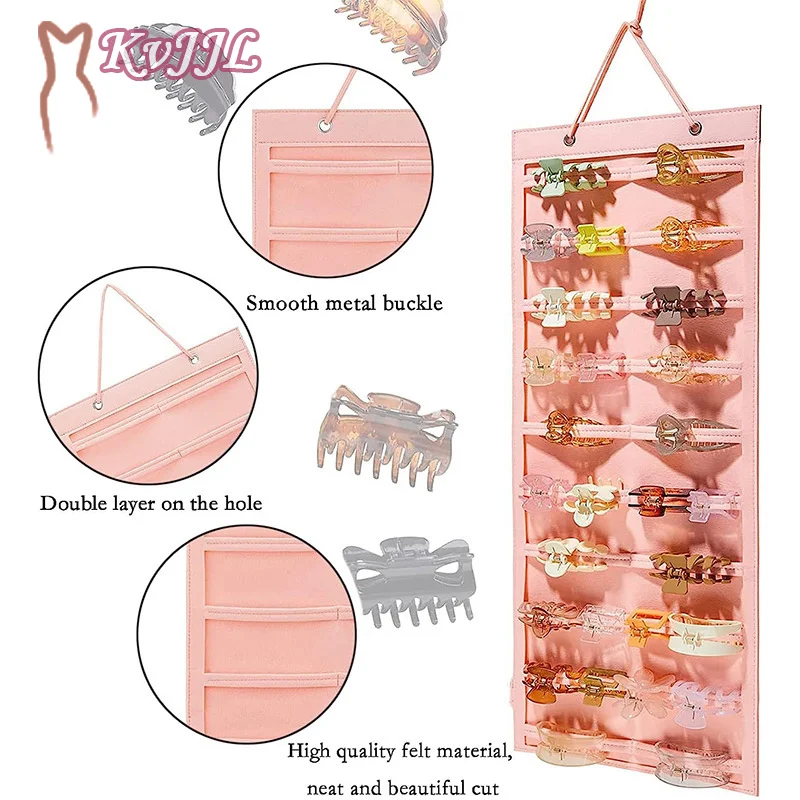 

Органайзер для женщин и девушек, фетровый зажим для волос на заколке, аксессуар для солнцезащитных очков, висячий, розовый