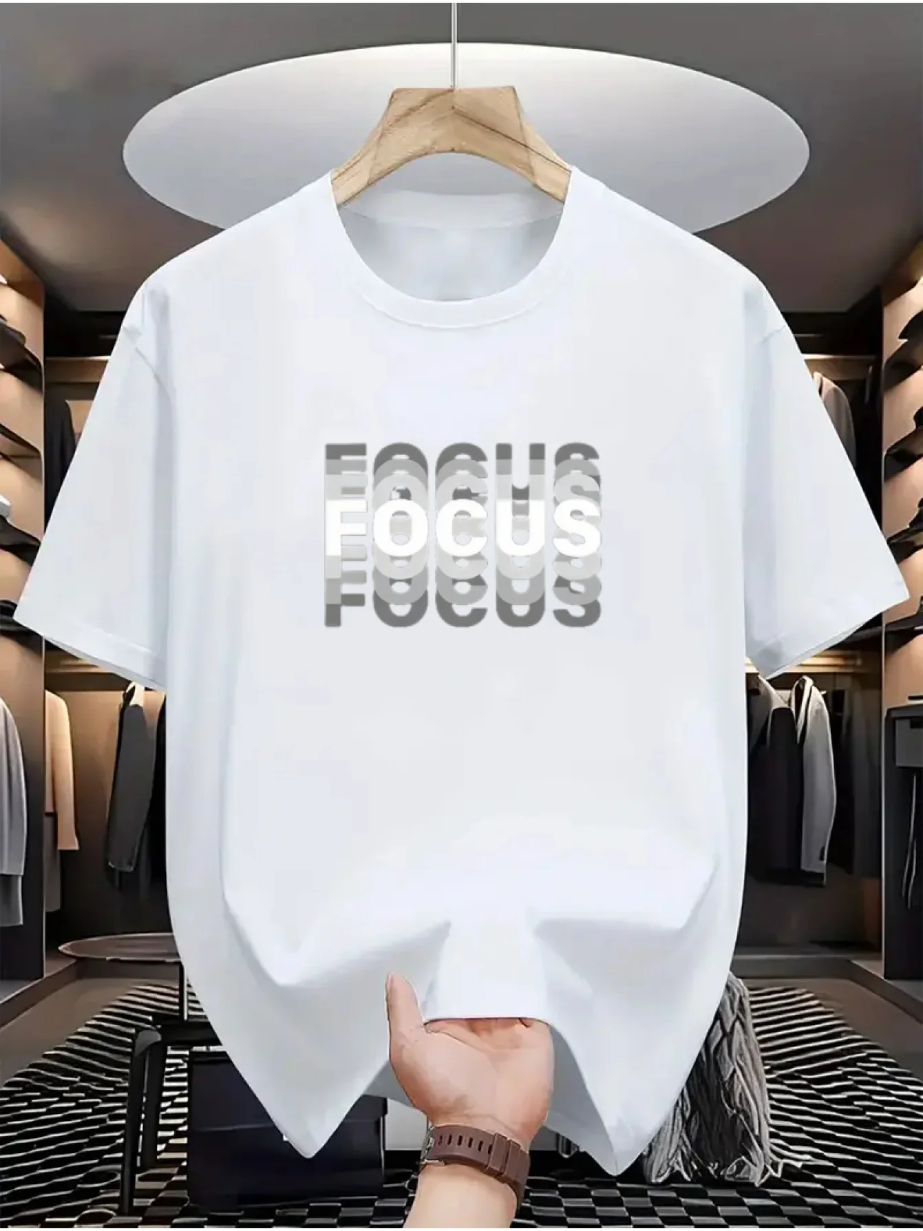 تي شيرت رجالي صيفي 100 قطن عصري كاجوال فضفاض مقاس...