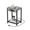 Nightstand with Charging Station Bedroom End Side Table with USB Ports  outlets Modern Record Player Stand 2-Tier Bedside Table 1