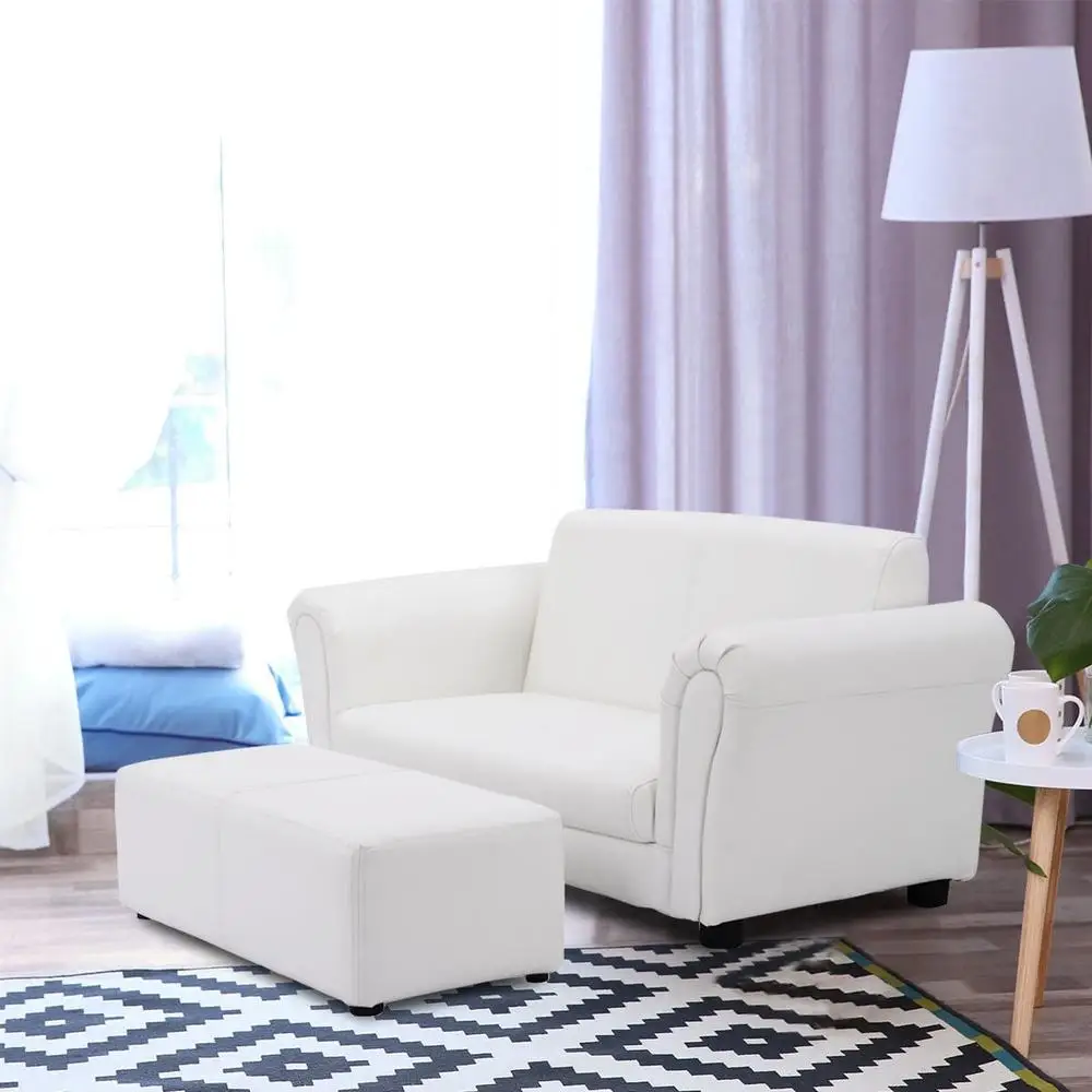 White Kids Sofa Armchair with Ottoman Comfortable Children Lounge Chair Great Reading Watching TV Playroom Birthday Gift 5