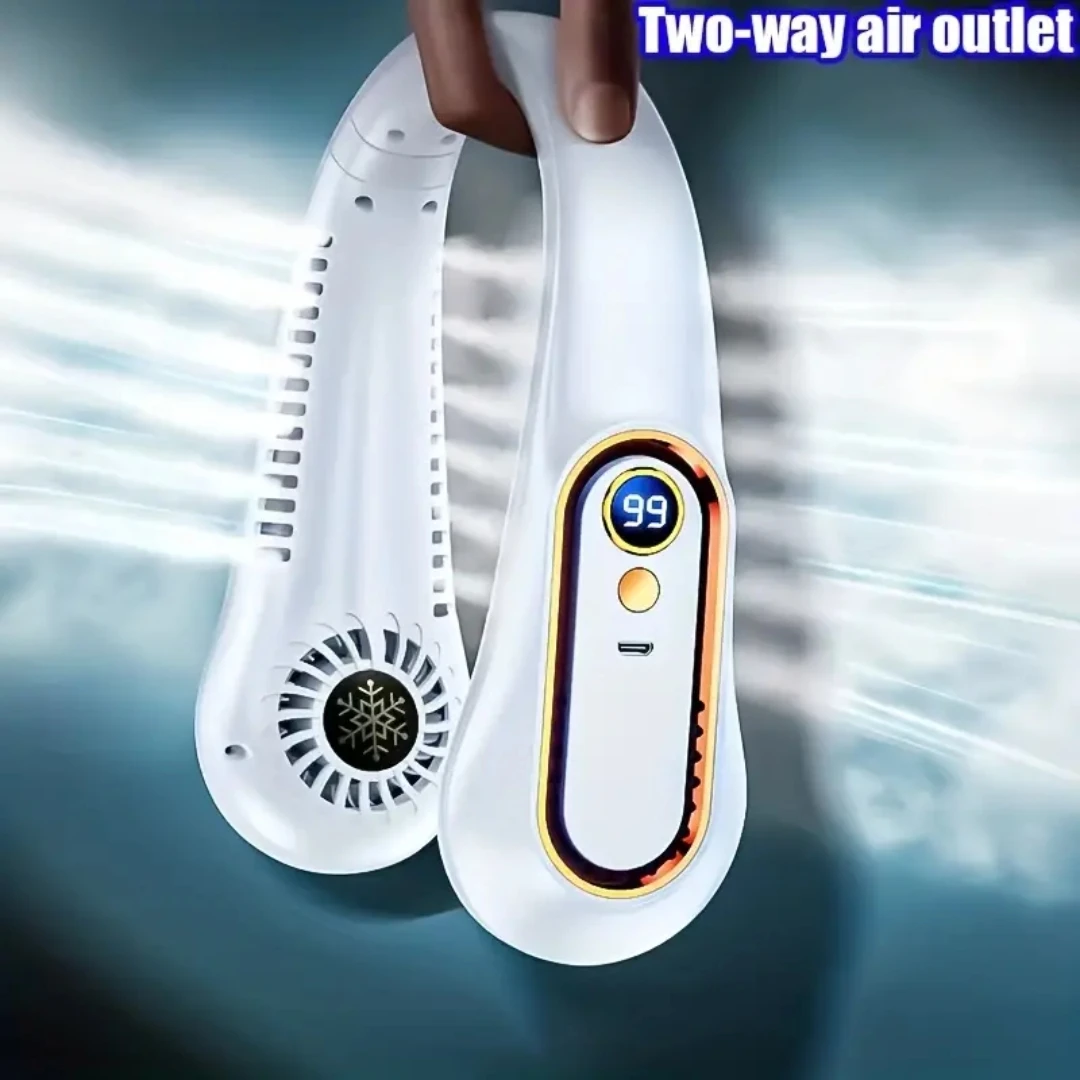 

Neck Fan, Stay Cool And Comfortable With This USB Rechargeable 5-Speed Adjustable Neck Fan - Digital Display & Bladeless!