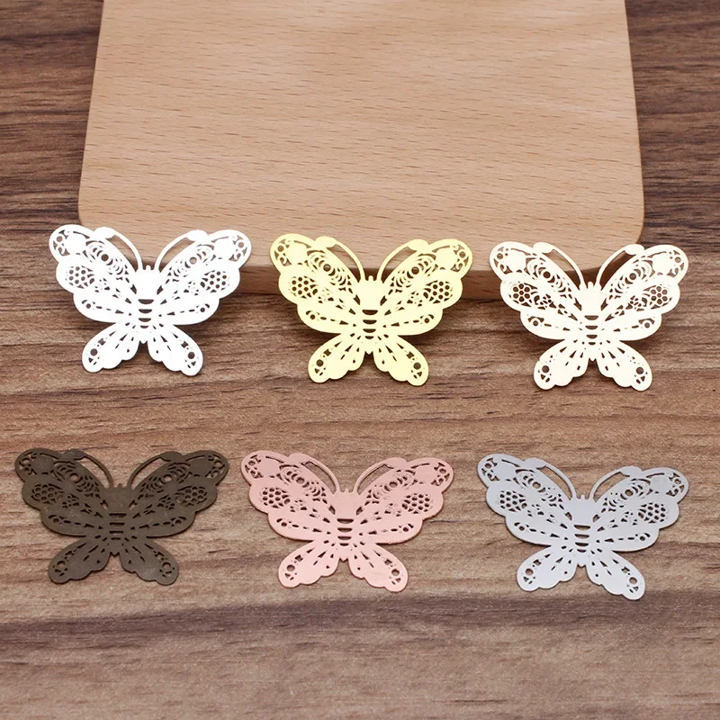 BoYuTe 황동 선조 나비 모양 시트, 쥬얼리 제작용 DIY 수제 재료, 35x27mm, 20 개/로트