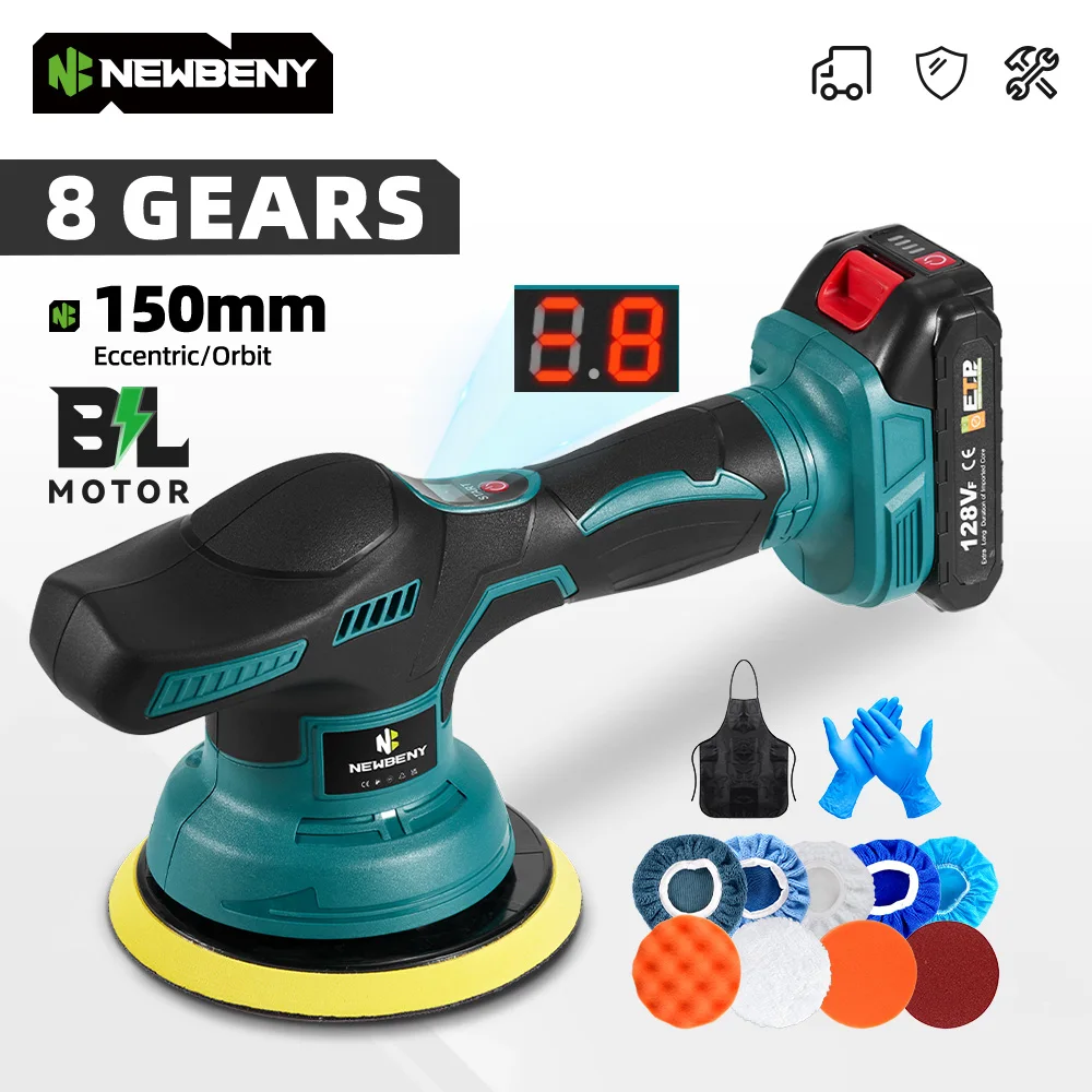 150mm Electric Car Polisher 8 Gears Adjustment Cordless Car Polishing Waxing Sanding Power Tools For 18V Battery Car polisher cordless car polisher electric polisher