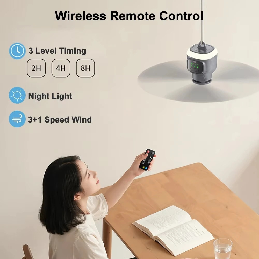 XIAOTREE Portable 12000mAh USB Rechargeable Remote Control Modern Camping Fan For Tent Outdoor Modern Ceiling Fan Ceiling Fan