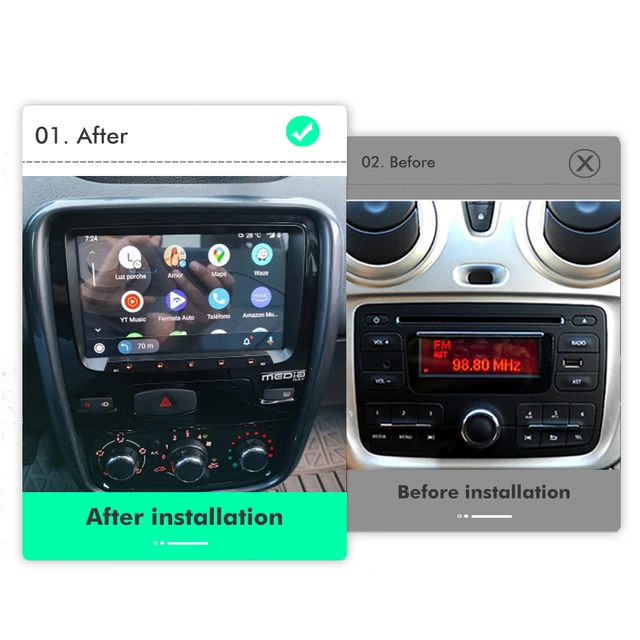 Android 9.0 Autoradio stéréo pour Renault Duster-Dacia Sandero-Lada Xray 2-Renault  Captur-Logan 2, 2 DIN 8 Inch 2G+32G Octa Core