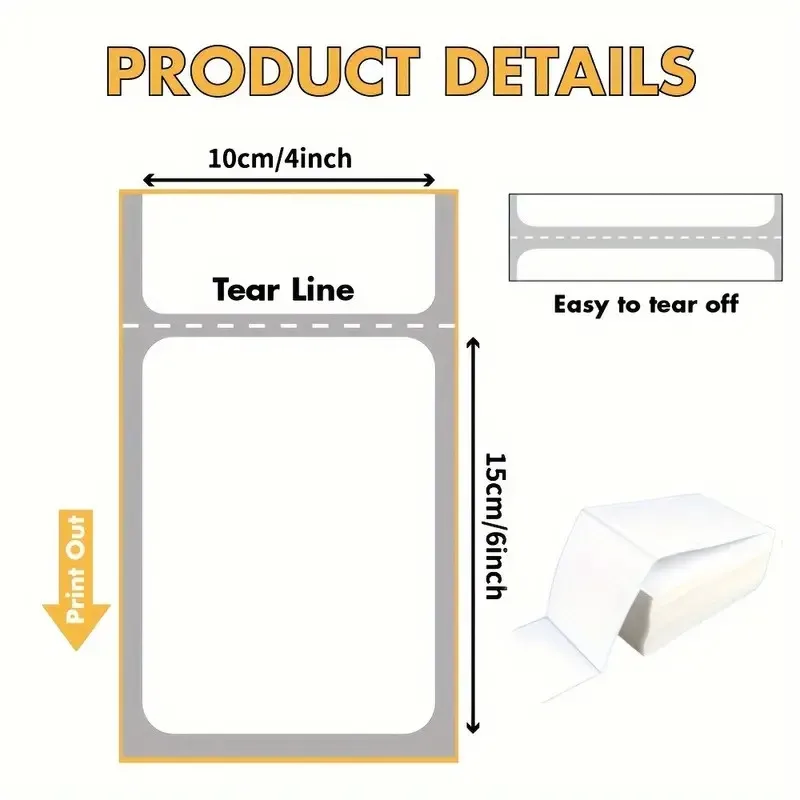 Durable Direct Thermal Shipping Labels, 4x6 Inch, 500-Pack - Water & Grease Resistant with Strong Adhesive