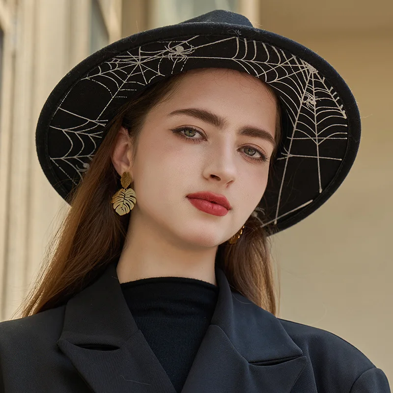 Fashion Hat Women's Vintage Fedora Hat with Wide Brim for Autumn Winter