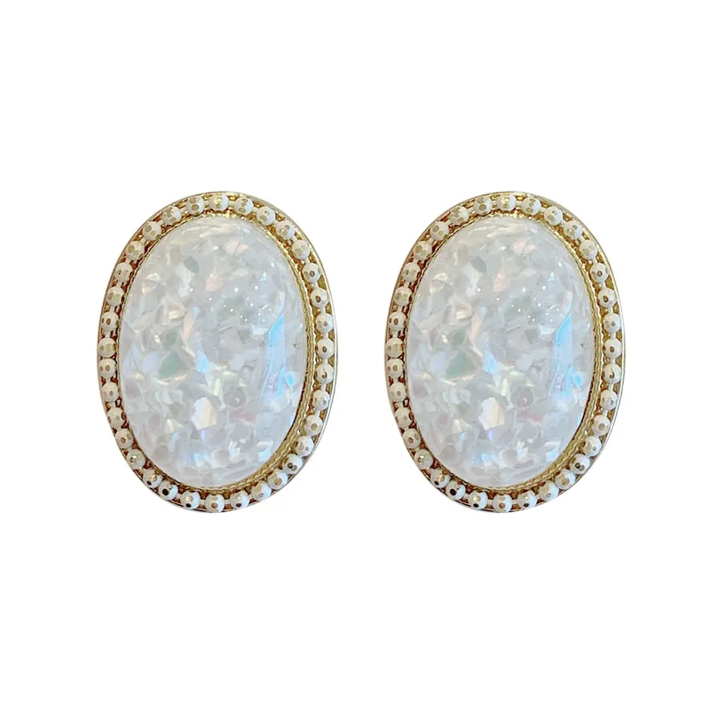 Luxury Big Glittering Zircon Geometric Oval Rhombus Silver Plated Drops Retro Trending Crystal Star Stud Earrings For Women