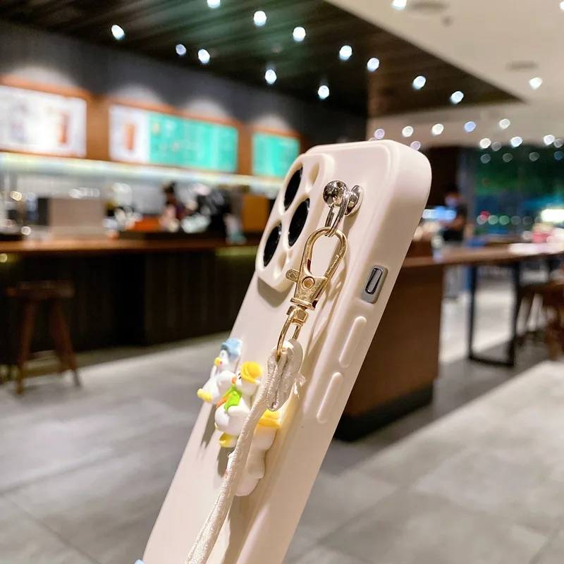 Cute Lanyard Silicone Cover For iphone 16 15 7 8 plus X XR XS Max For iphone 12 13 14 mini 11 Pro Max Lovely 3D Cartoon Animal Case_voghion.com