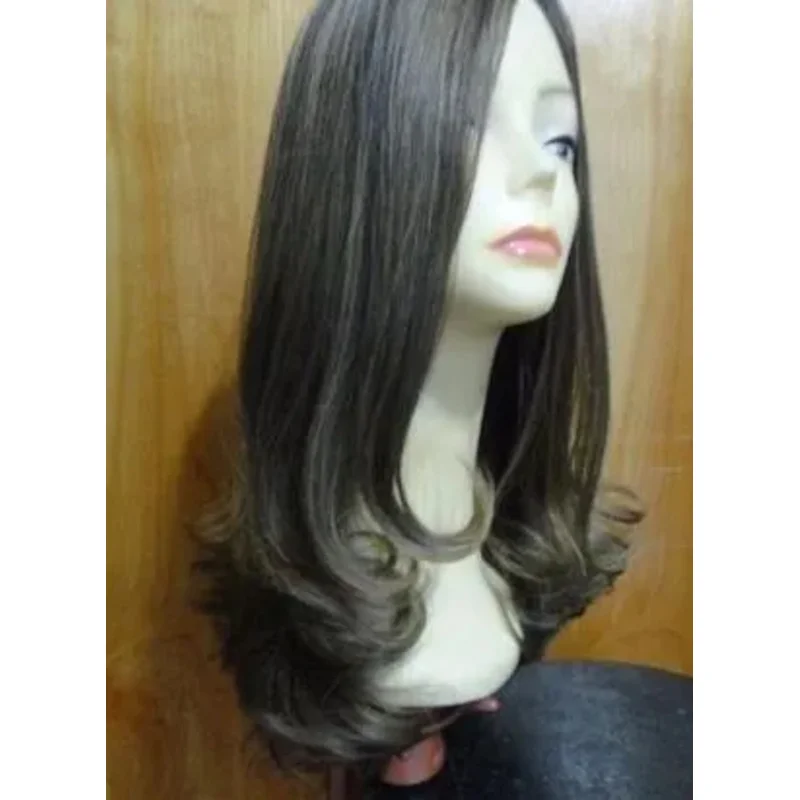 유럽식 Sheitel 23 다방향 가발 미디엄 브라운& 하이라이트 10-4