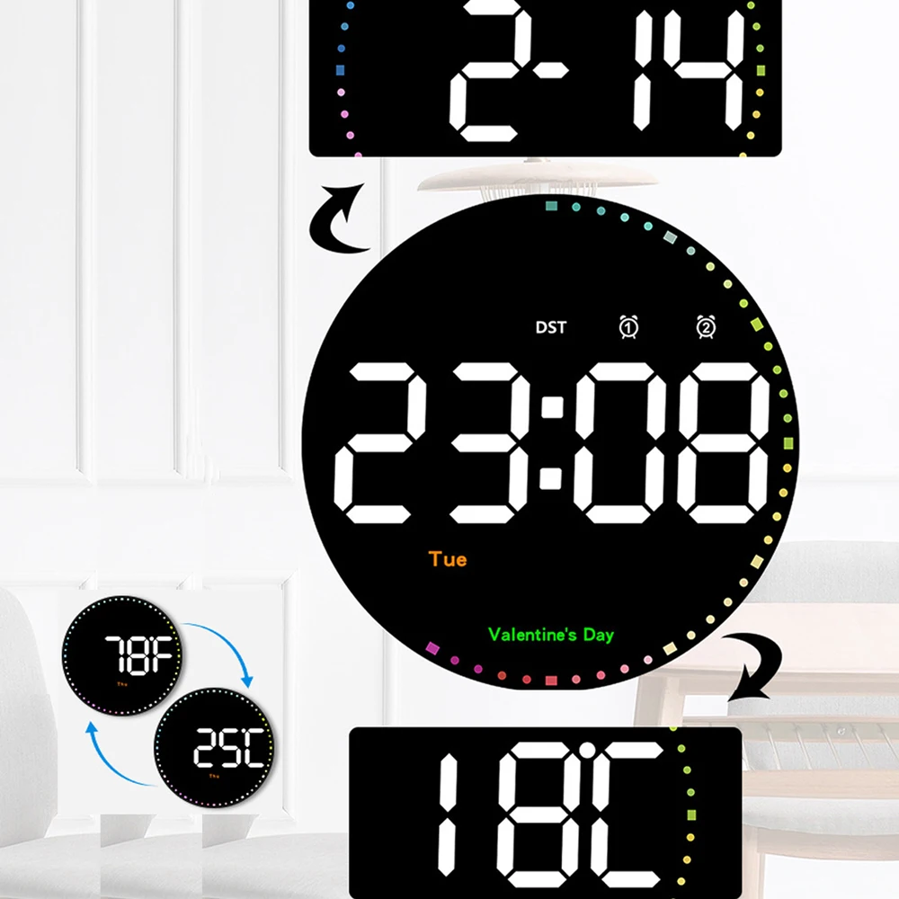 10-Inch Colorful LED Calendar Clock 3