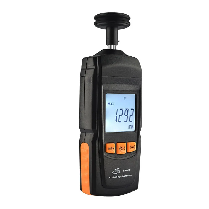 BENETECH GM8906 디지털 접촉식 모터 타코미터 휴대용 LCD 속도계 0.519999 RPM 데이터 홀드 기능 포함