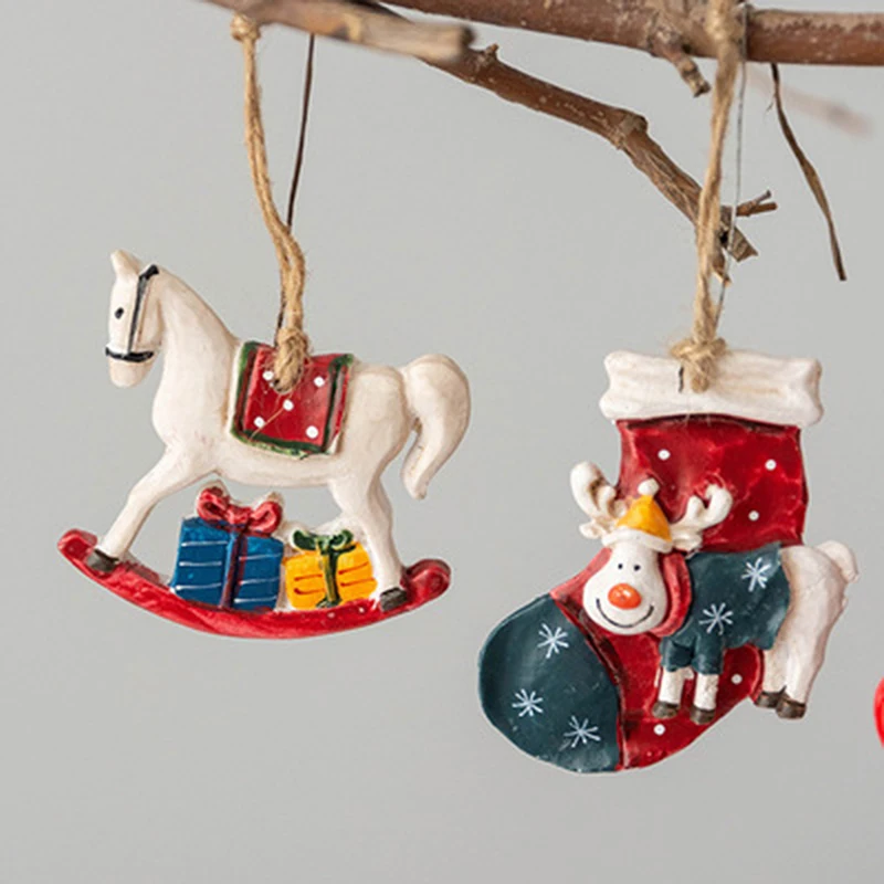 Christmas Resin Small Pendant Christmas Socks Gift Package Room Pendant Christmas Snowman Pendant Christmas Ornaments