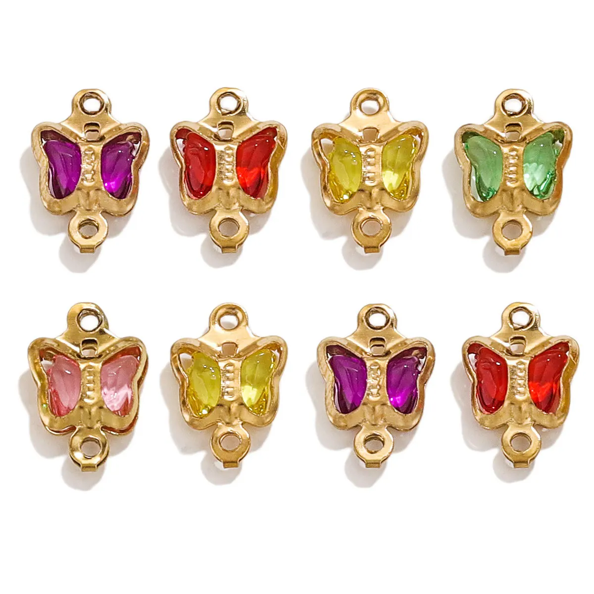 Stainless Steel Crystal Butterfly High-grade Color Titanium Steel Pendant Necklace DIY Jewelry Accessories Wholesale 5