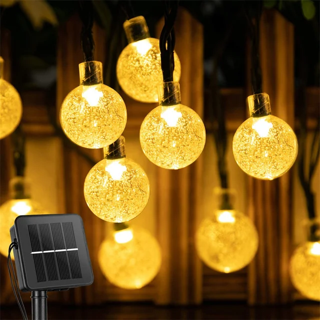 Solar String Lights Outdoor 100LEDCrystal Ball Light with 8 Modes Waterproof Solar Garden Lights for Garden Christmas Decoration solar light bulb Solar Lamps