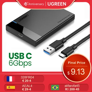 Ugreen 2.5 HDD SSD Case SATA to USB 3.1 Adapter Case HD External Hard Drive Enclosure Box for Disk HDD Type USB C Enclosure UASP