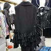 Korean Suit Collar Irregular Ruffles Short Blazers Vest Women Sleeveless Jacket Loose Short Ruched Suit Vests Waistcoat Female