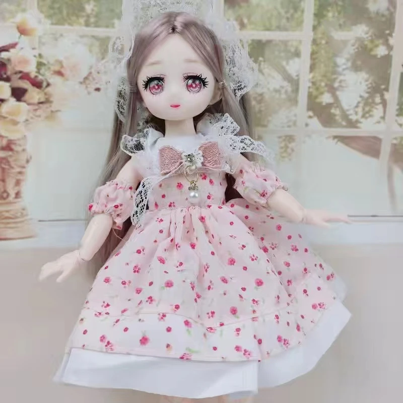 BJD Girl Dolls 30cm Kawaii 6 Points Joint Movable Dolls With Fashion Clothes Soft Hair Dress Up Girl Toys Birthday Gift Doll New