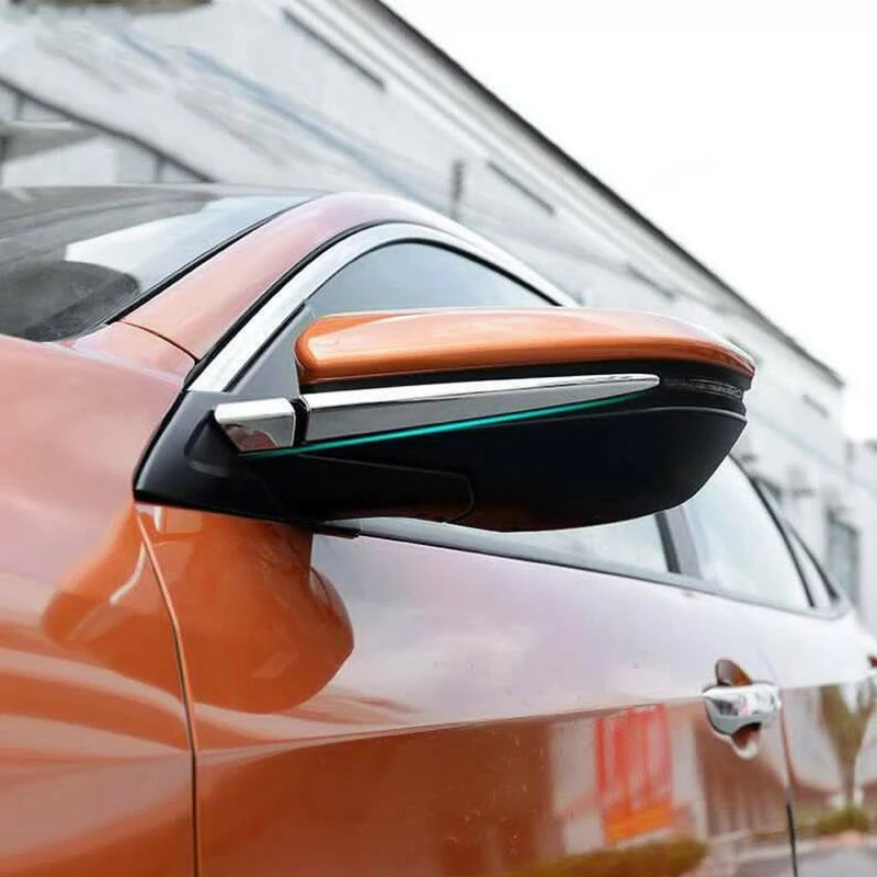 Chrome Side Door Rear View Mirror Pillar Trim Cover Anti-Rub Strips Stickers 4Pcs rearview mirror cover For Honda Civic