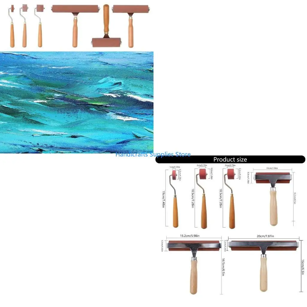 R1WA 1/3Pcs 고무 Brayer 롤러, Printmaking 스탬핑을위한 부드러..