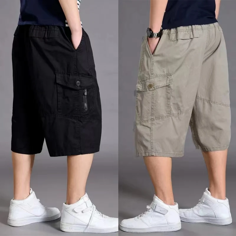 Oversize Men Cotton Shorts Fat Cargo Shorts Casual Plus Size Cropped Pants Sports Outdoor Pockets Military Tactical Summer 6XL