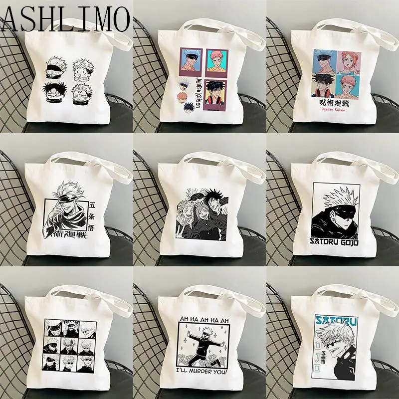 Tote Bags Canvas Bags Canvas Bag Shopping Bag Anime Jujutsu Kaisen Women Bags Harajuku Y2k Shopping Canvas Shopper Reusable Tote Handbags Shoulder Collapsible