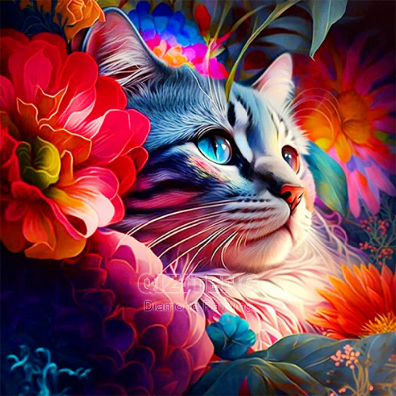 5D Diamond Painting Abstract Animal Cat Art Print Picture Diamond  Embroidery Mosaic Cross Stitch Home Decor Pintura Diamante