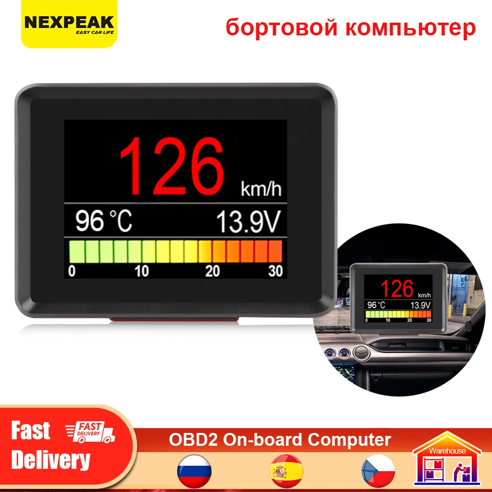 NEXPEAK A203 OBD2 Scanner obd 2 Board Computer Automobile  On-board Computers Display Speed Fuel Consumption Temperature Gauge