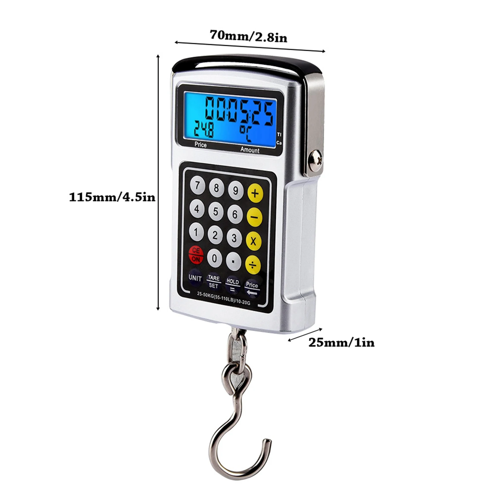 【New】Electronic Fish Hook Scale 50Kg Luggage Weighing 7 in 1 Digital Hanging Scales Electronic Fish Hook Scale