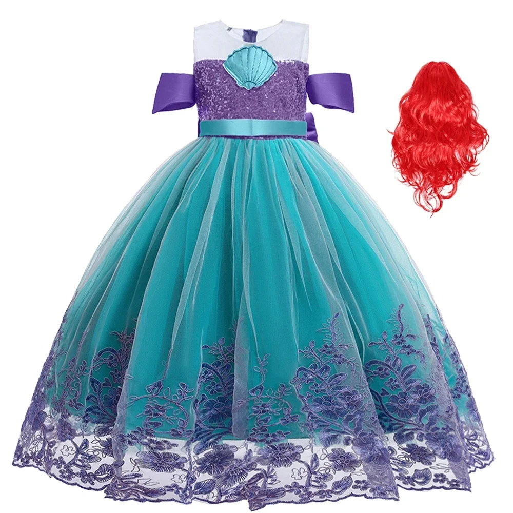 Cute Girl Princess Little Mermaid Ariel Dress Kids Cosplay Costume Children  Halloween Birthday Party Clothes Summer Dress Girl - AliExpress 1501