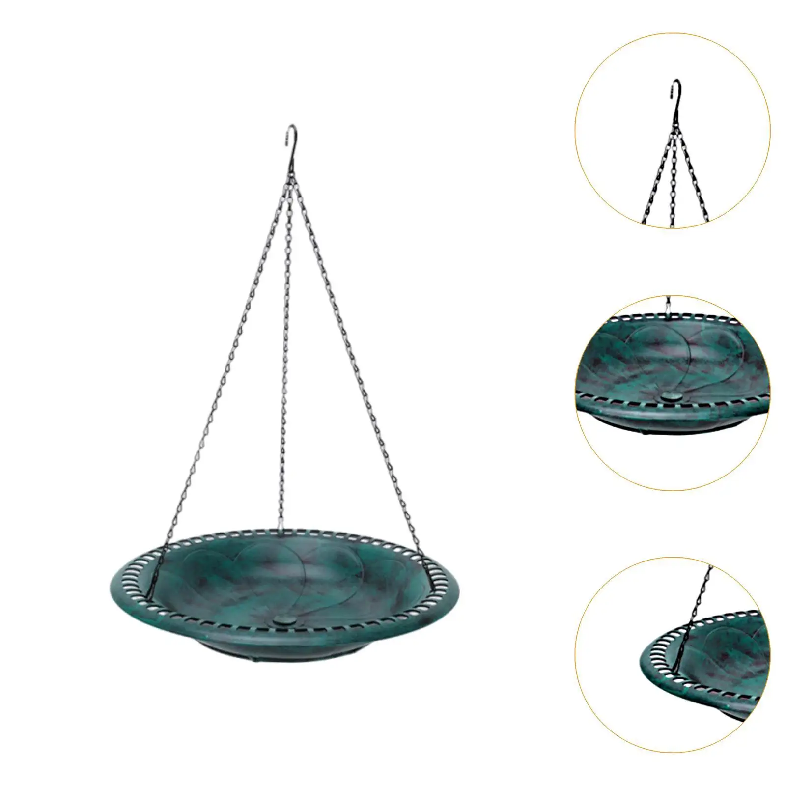 Hanging Bird Bath Bird Feeder for Patio Garden Water or Bird Seed Tray Lightweight Versatile Outdoor Bowl 43cm with 21inch Chain