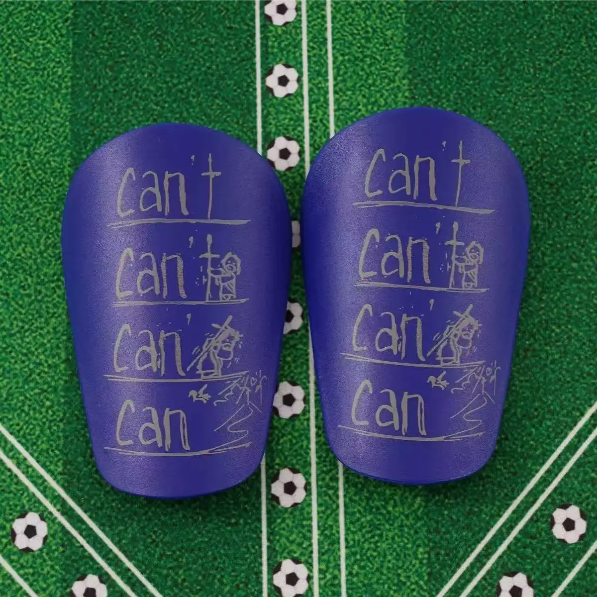 1 Paar Mini-Fußball-Schienbeinschoner - Ultrakleine Schutzausrüstung für Männer & Frauen, Blau-Weißes Rissiges Eis-Design, PET-Material – Detail 5