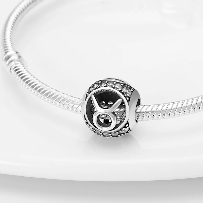 Original 925 Silver Twelve Constellations Leo Aries Virgo Round Charms Beads Fit Qikaola Bracelets DIY Birthday Jewelry Gifts 4