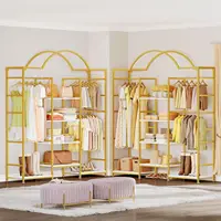 Heavy Duty Clothes Rack with Storage Shelves, Closet Organizer System for Hanging Clothes, 4-Tier Garment Rack Wardrobe with 3 H 2