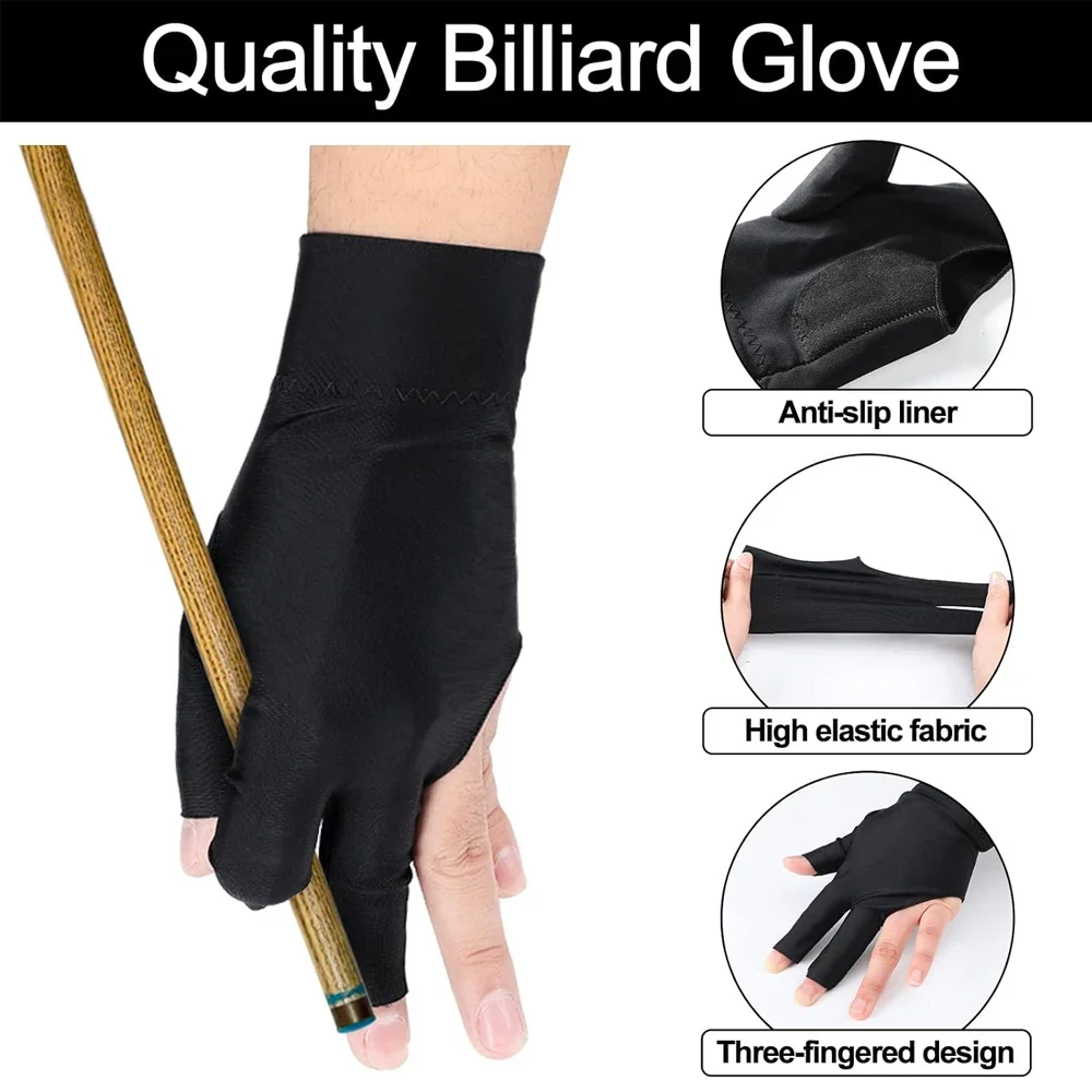 Civaner 8 Pcs 3 Fingers Pool Gloves Billiards Left Hand Cue Sport Show Gloves For Women Men